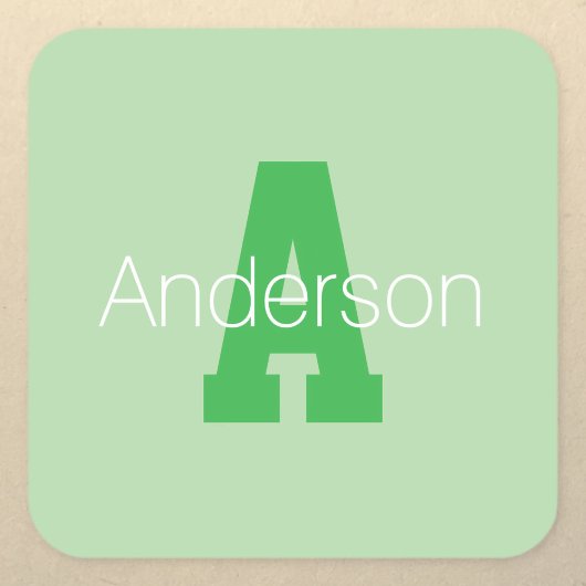 Sticker Carré Monogramme moderne | Pale & Kelly Green