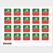 Sticker Carré Monogramme Moderne Vintage Adresse de Noël (Feuille)