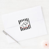 Sticker Carré Monogramme noir blanc et rose rouge Mariage (Enveloppe)