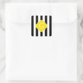 Sticker Carré Monogramme noir blanc rayé jaune quadrefoil (Sac)