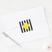 Sticker Carré Monogramme noir blanc rayé jaune quadrefoil (Enveloppe)