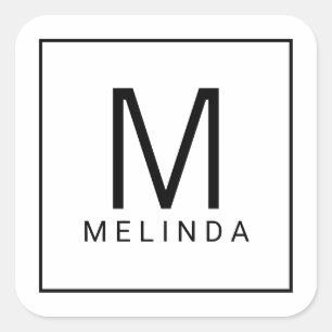 Sticker Carré Monogramme noir et blanc