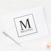 Sticker Carré Monogramme noir et blanc élégant (Enveloppe)