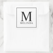 Sticker Carré Monogramme noir et blanc élégant (Sac)