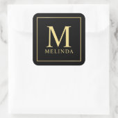 Sticker Carré Monogramme noir et or élégant (Sac)