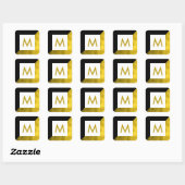 Sticker Carré Monogramme noir Faux Gold Foil (Feuille)