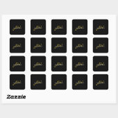 Sticker Carré Monogramme Noir Or Couleur Plaque Moderne Nom prop (Feuille)