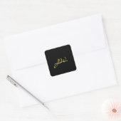 Sticker Carré Monogramme Noir Or Couleur Plaque Moderne Nom prop (Enveloppe)