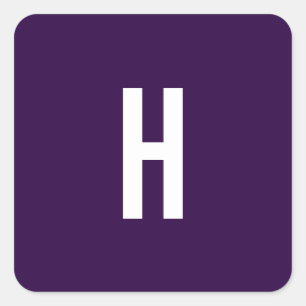 Sticker Carré Monogramme Nom Propre Initiale Minimaliste Bleu Mi