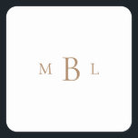 Sticker Carré Monogramme or Mariage blanc<br><div class="desc">Sticker Mariage blanc monogramme or. Élégant.</div>