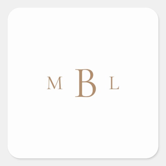 Sticker Carré Monogramme or Mariage blanc (Devant)