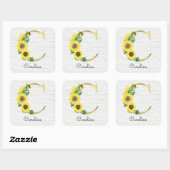 Sticker Carré Monogramme Or Soleil Doré Initiale Féminin C (Feuille)