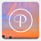 Sticker Carré Monogramme Orange Blue Sunset Rainbow Photographie (Devant)