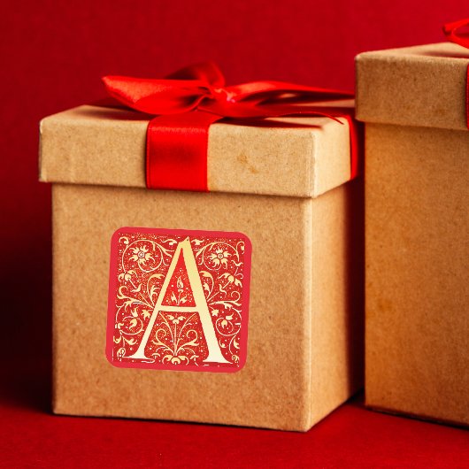 Sticker Carré Monogramme ornemental antique - A majuscule