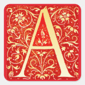Sticker Carré Monogramme ornemental antique -  majuscule A (Devant)