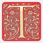 Sticker Carré Monogramme ornemental antique - T majuscule (Devant)