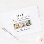 Sticker Carré Monogramme ou ajouter un logo Business 3 Photos (Enveloppe)