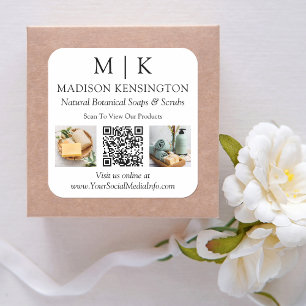 Sticker Carré Monogramme ou ajouter un logo Business QR Code 2 P