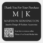 Sticker Carré Monogramme ou ajouter un logo Business QR Code noi (Devant)
