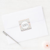Sticker Carré Monogramme Pastel Herringbone (Enveloppe)
