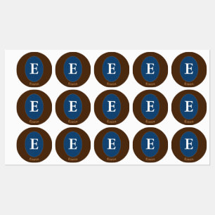 Sticker Carré Monogramme Personnalisé Bleu Élégant