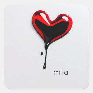 Sticker Carré monogramme personnalisé cœur amour moderne minimal
