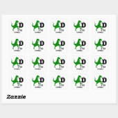 Sticker Carré Monogramme personnalisé D pour Dinosaur mignon T R (Feuille)