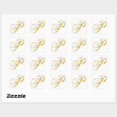 Sticker Carré Monogramme personnalisé P Faux Gold Foil Monogramm (Feuille)