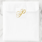 Sticker Carré Monogramme personnalisé P Faux Gold Foil Monogramm (Sac)