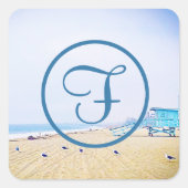 Sticker Carré Monogramme plage de plage de la photographie côtiè (Devant)