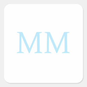 Sticker Carré Monogramme professionnel minimaliste bleu et blanc