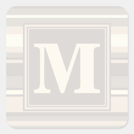 Sticker Carré Monogramme rayures beiges (Devant)