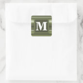 Sticker Carré Monogramme rayures vert olive (Sac)