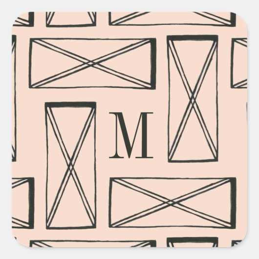 Sticker Carré Monogramme | Rectangle géométrique X Design (Devant)