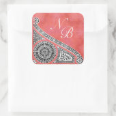 Sticker Carré MONOGRAMME RENAISSANCE rouge rose (Sac)