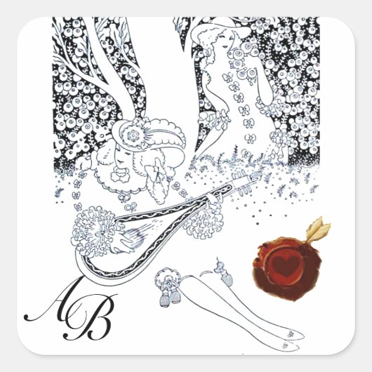 STICKER CARRÉ MONOGRAMME ROMANTIQUE DES AMATEURS DE VALENTINE RO (Devant)