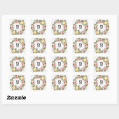 Sticker Carré Monogramme rose jaune et rose Motif (Feuille)
