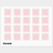 Sticker Carré Monogramme Rose Pastel Coche de Chien  (Feuille)