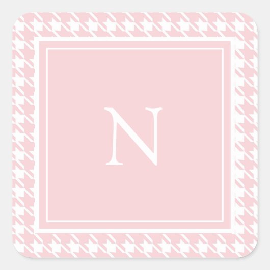 Sticker Carré Monogramme Rose Pastel Coche de Chien  (Devant)