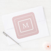 Sticker Carré monogramme rose vif moderne (Enveloppe)