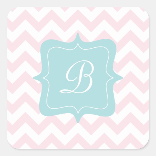 Sticker Carré Monogramme rose Zigzag (Devant)