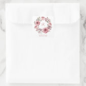 Sticker Carré Monogramme Roses roses roses vertes Aquarelle Mari (Sac)