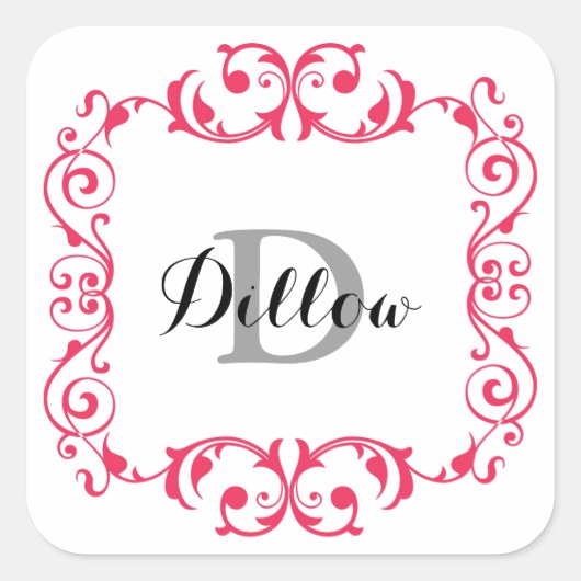 Sticker Carré Monogramme rouge (Devant)