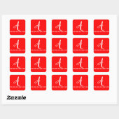 Sticker Carré Monogramme rouge et blanc initial (Feuille)