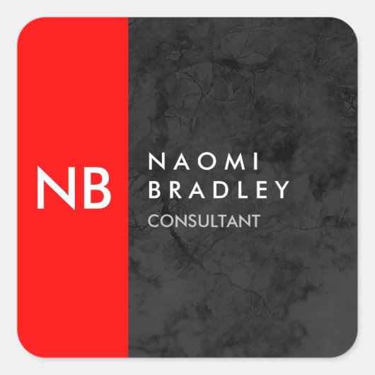 Sticker Carré Monogramme rouge gris Motif moderne (Devant)