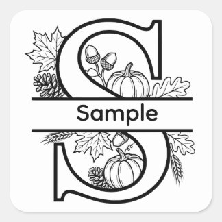 Sticker Carré Monogramme S d'automne