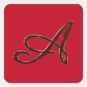 Sticker Carré Monogramme Script A