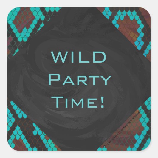 Sticker Carré Monogramme serpent impression Brown et Turquoise (Devant)