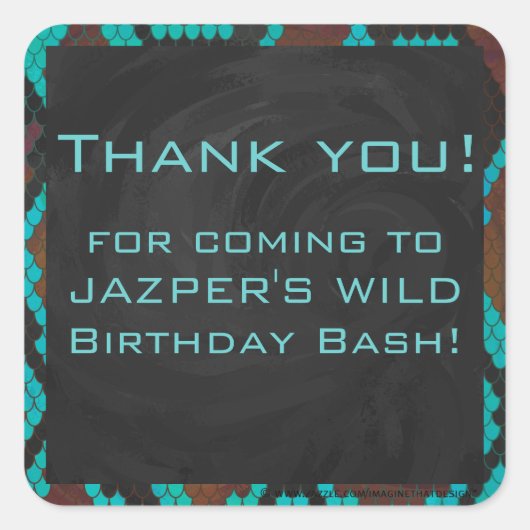 Sticker Carré Monogramme serpent impression Brown et Turquoise (Devant)