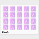 Sticker Carré Monogramme simple | Ombre subtil rose/violet (Feuille)